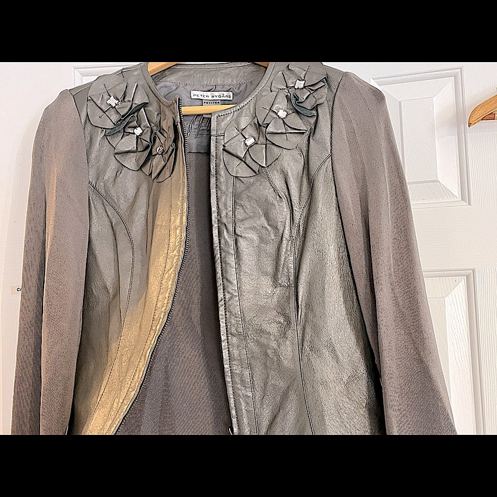 Peter Nygard leather- fabric jacket